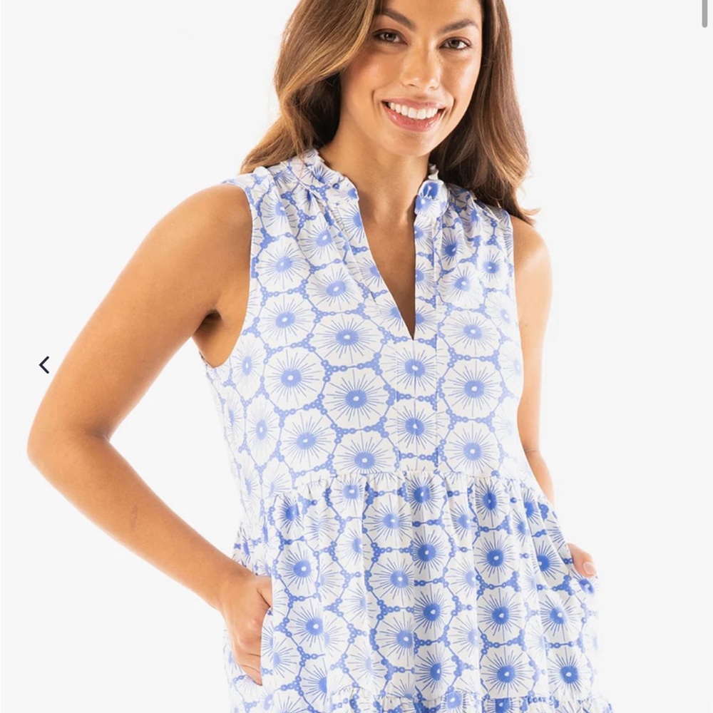 Mahi Gold - Blue Floral Sleeveless Lauren Dress, Size XS - Picture 2 of 11